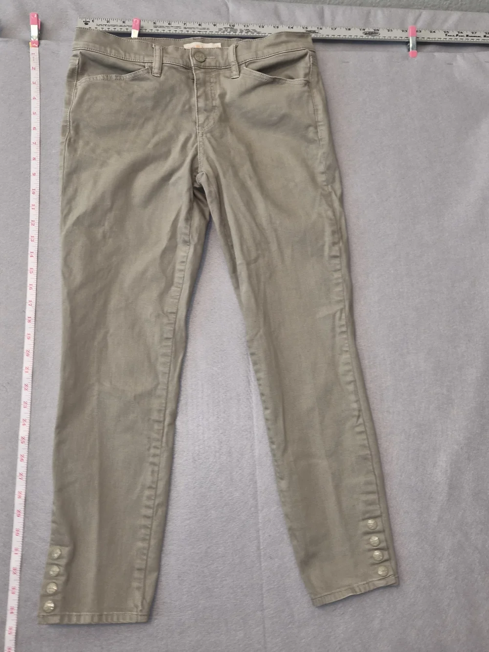 Tory Burch Cropped Stretch Pants – Women's Size 30 Us Size 10- Olive Gray